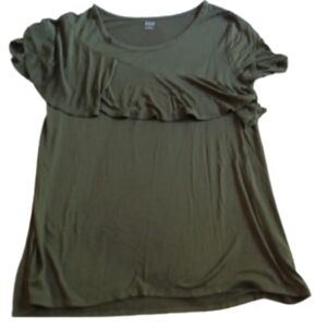 Ana olive green Flowy Top With Green‎ Ruffle